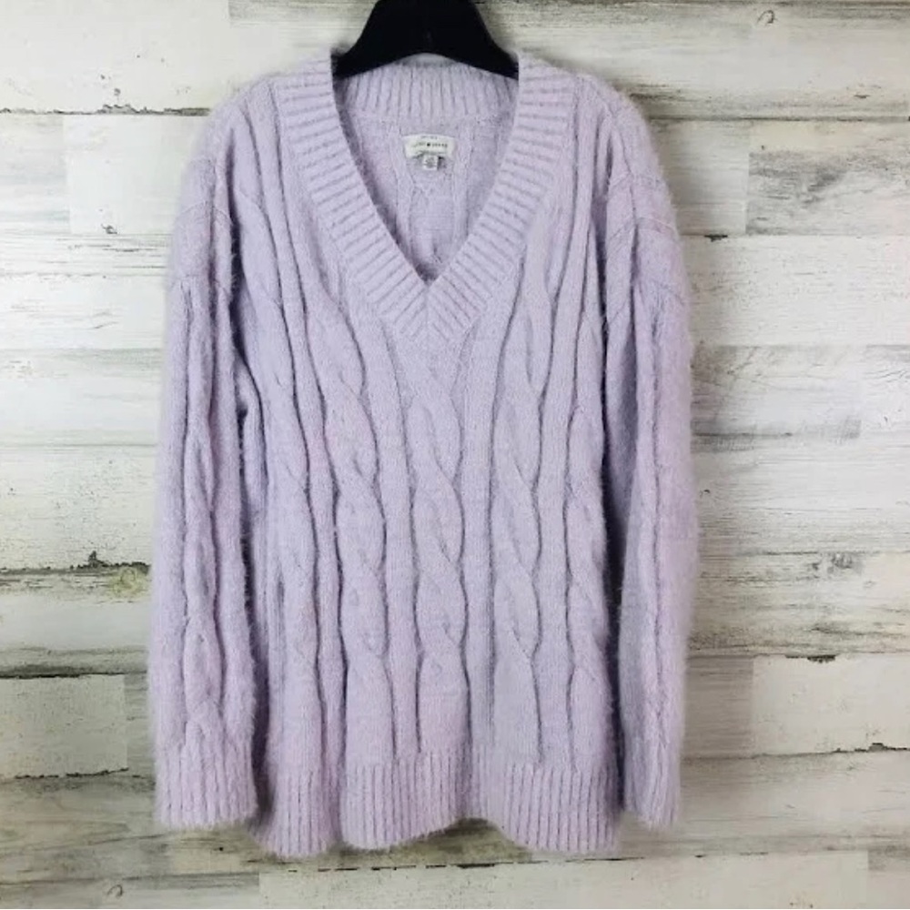 Lucky Brand Lilac Fuzzy Eyelash Cable Sweater - Size XS